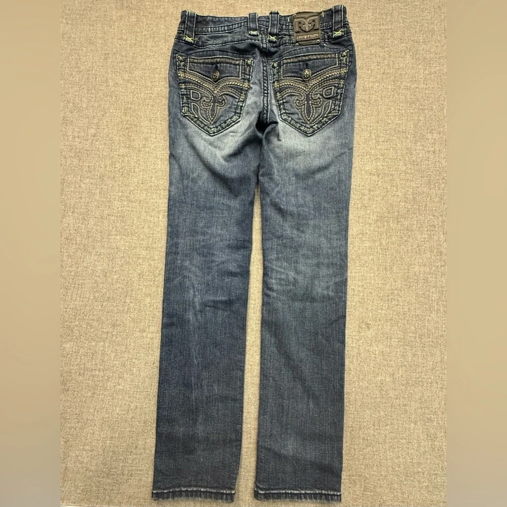 Men’s Rock Revival Dark Blue Straight Jeans - Picture 2 of 12